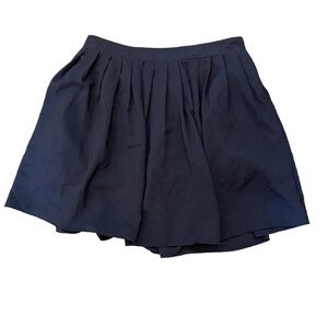 Navy Pleated High Waist Flowy Short Mini Skirt L